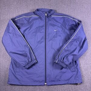 Vintage Nike Mens Blue Logo Full Zip Pockets Windbreaker Track Jacket Size XL‎